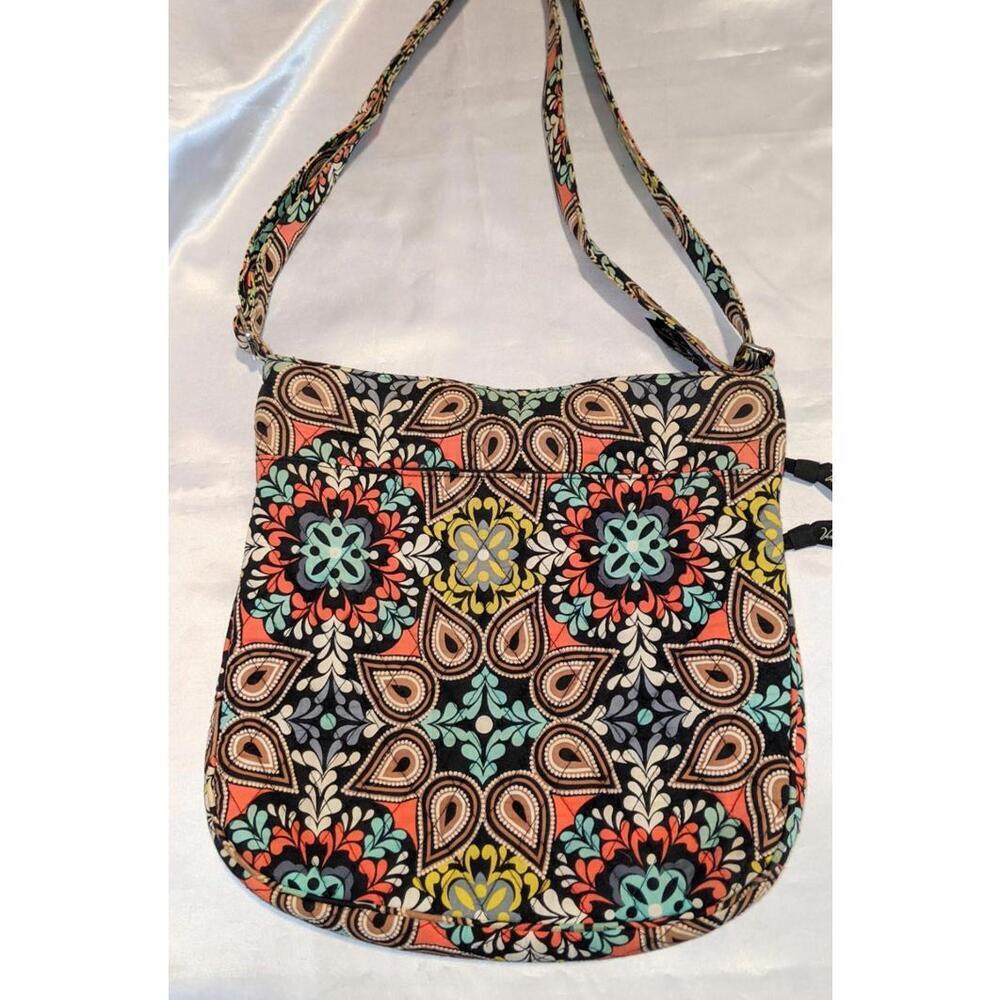 Vera Bradley Sierra Triple Zip Hipster Crossbody Purse Bag EUC Floral Quilted - Picture 3 of 7